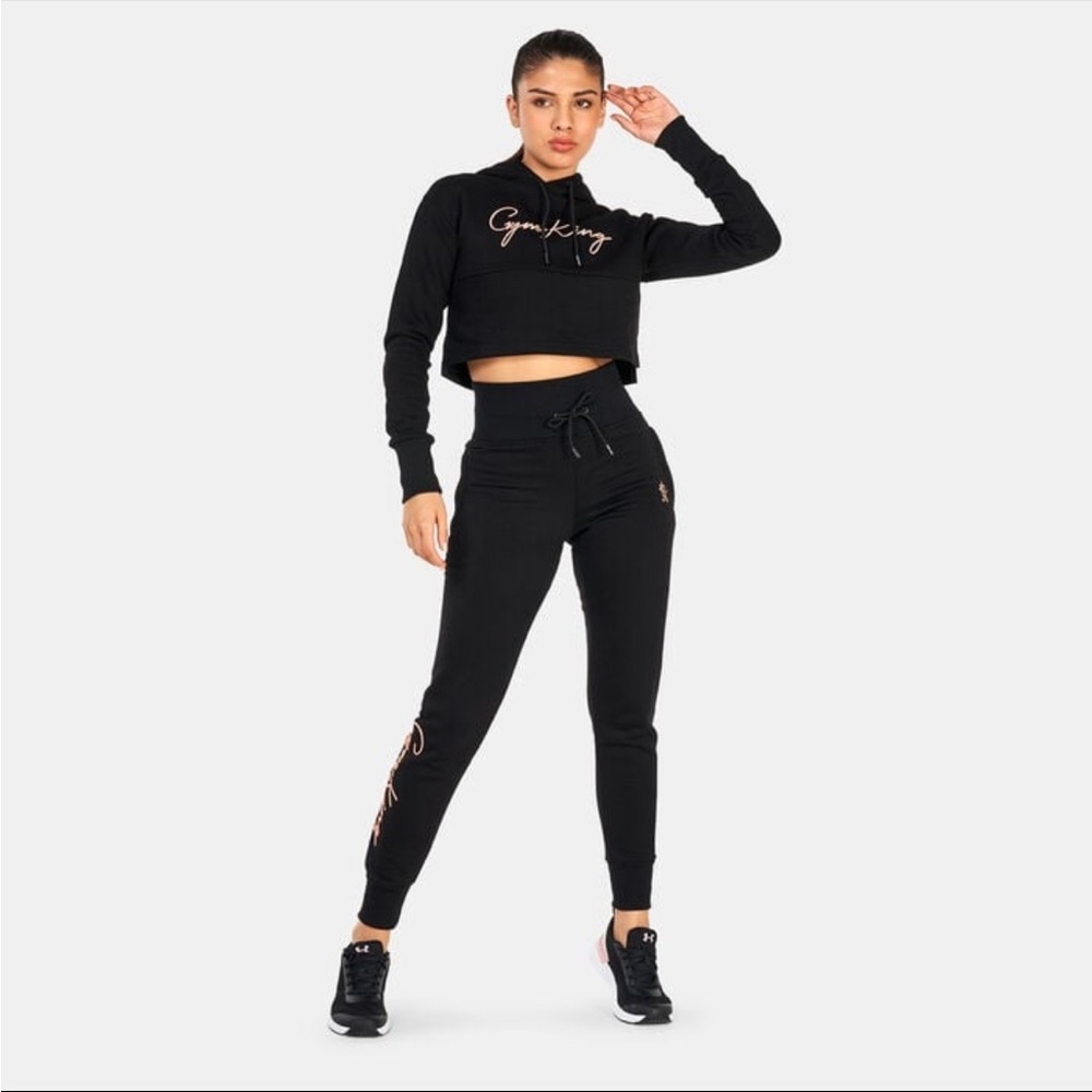 Gym King Sky Script Black Jogger and Hoodie Set
